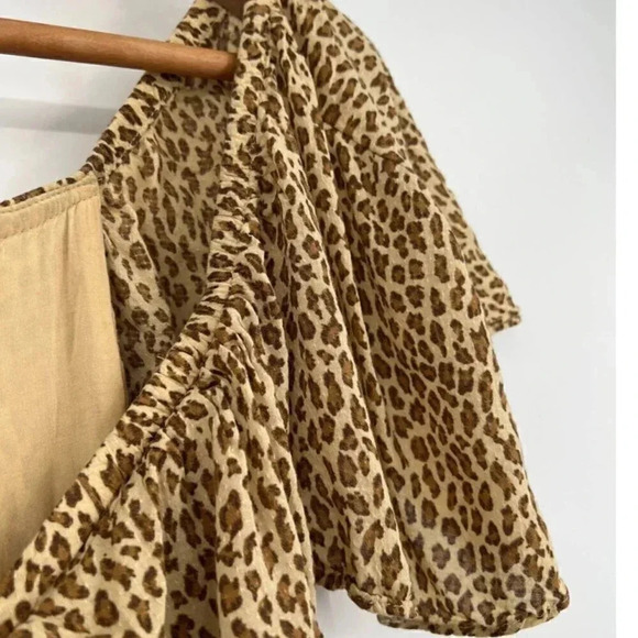 Anthropologie Leopard Print Bolano Ruffle Shoulder Button Midi Dress Size 0 - Picture 8 of 11